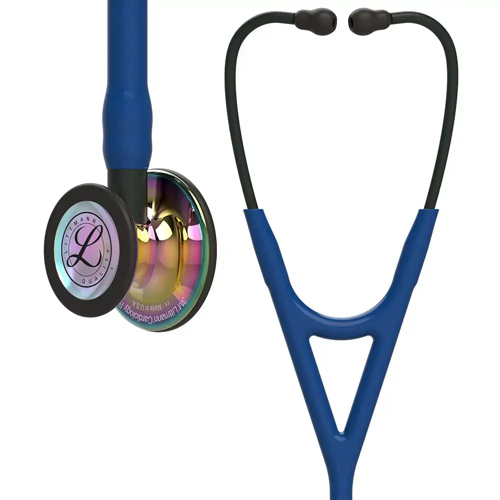 Estetoscópio Littmann Cardiology IV - Azul Marinho com Rainbow Alto Polimento e Conector Preto 6242