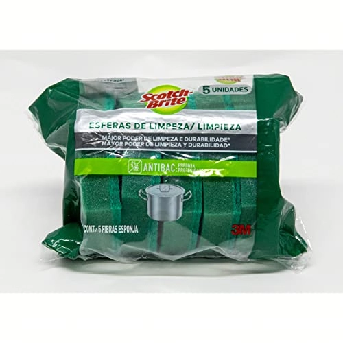 Esponja Verde Esfera De Limpeza Scotch Brite Antibac 5 Unidades