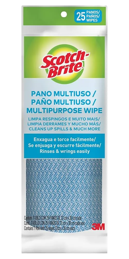 Pano Multiuso Em Rolo Azul Scotch Brite 25 Unidades