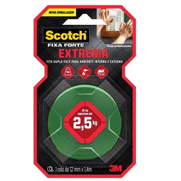 Fita Dupla Face Extrema Scotch Fixa Forte 12mm X 1,4m