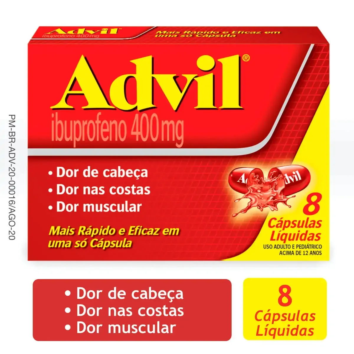 Advil 400 Mg 8 Cápsulas Wyeth Farmaceuticals Healthcare