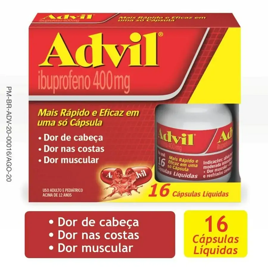 Ibuprofeno 400mg Advil Caixa 16 Cápsulas Líquidas