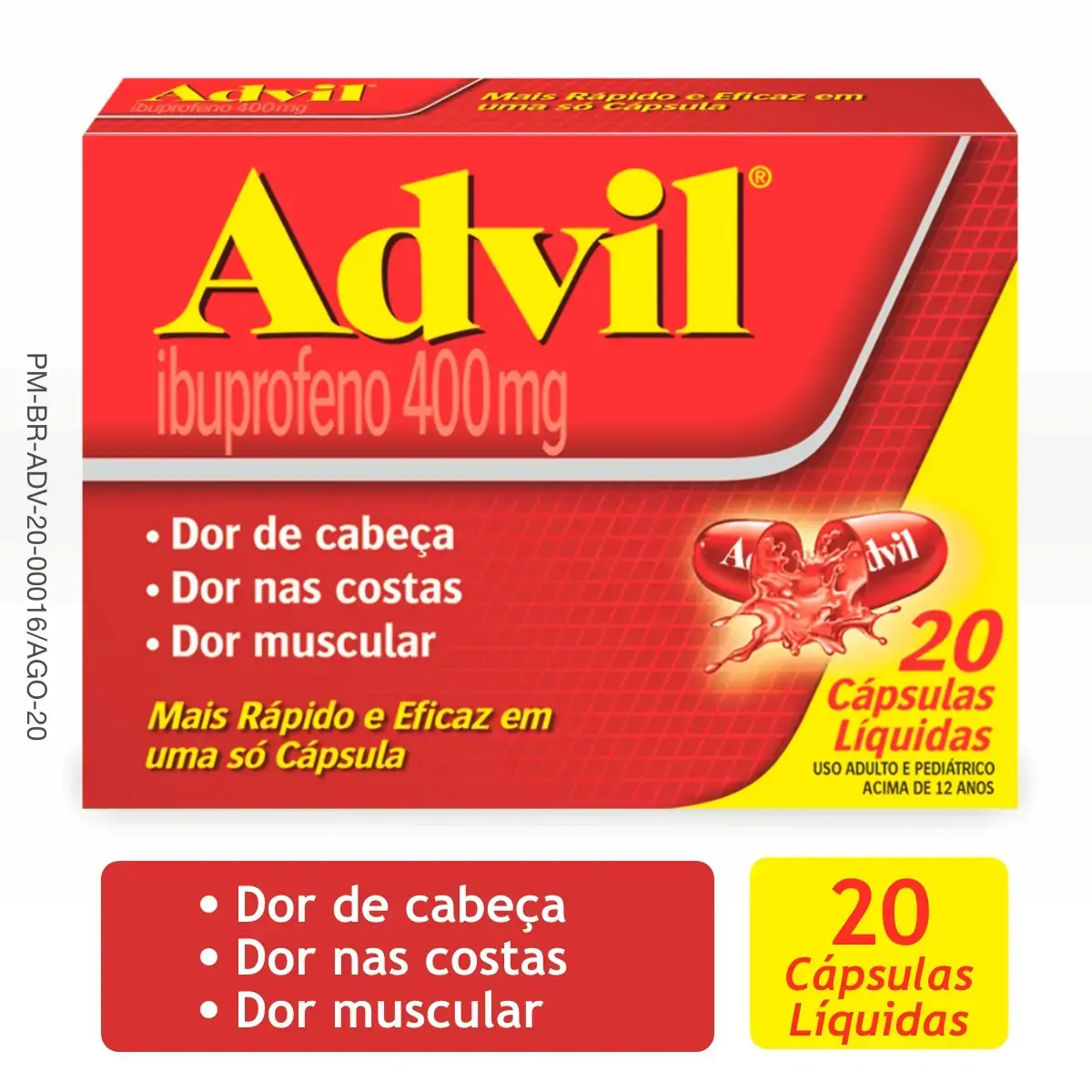 Ibuprofeno 400mg Advil Caixa 20 Cápsulas Líquidas