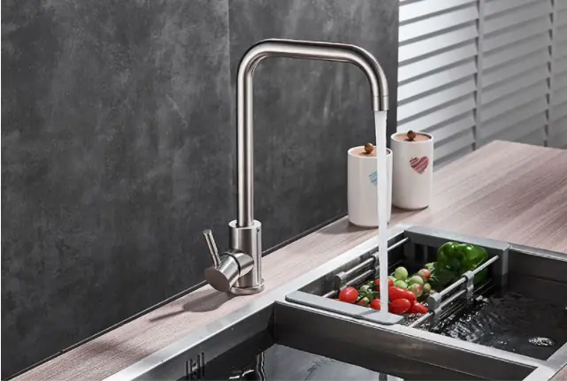 Torneira Inox Escovado De Cozinha Monocomando Mesa