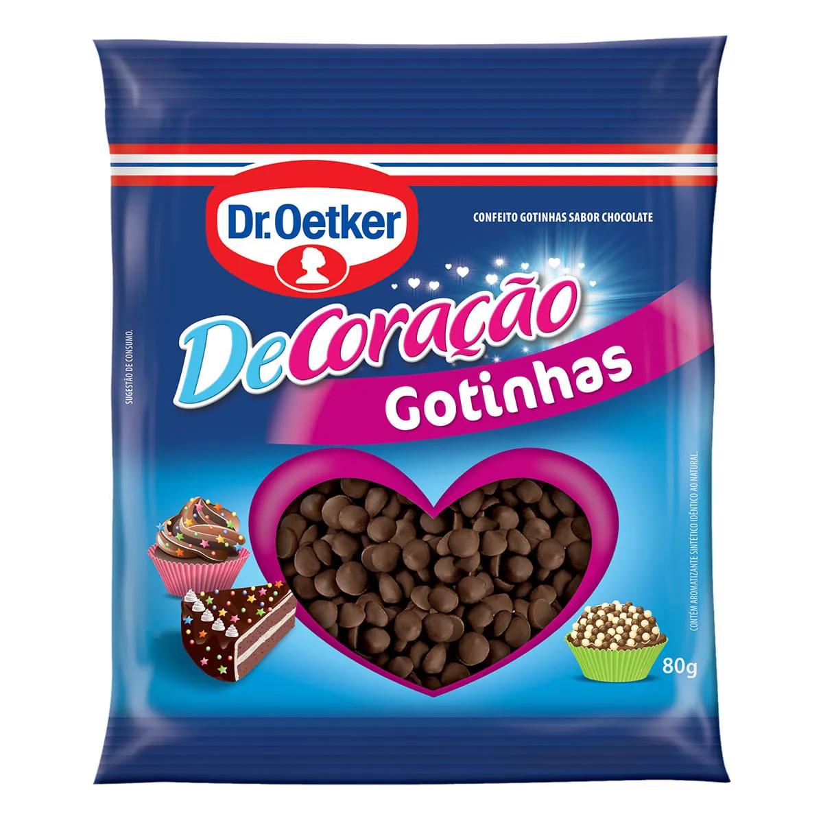 Confeito de Chocolate Gotas Decor Festa Dr. OETKER Pacote 80g