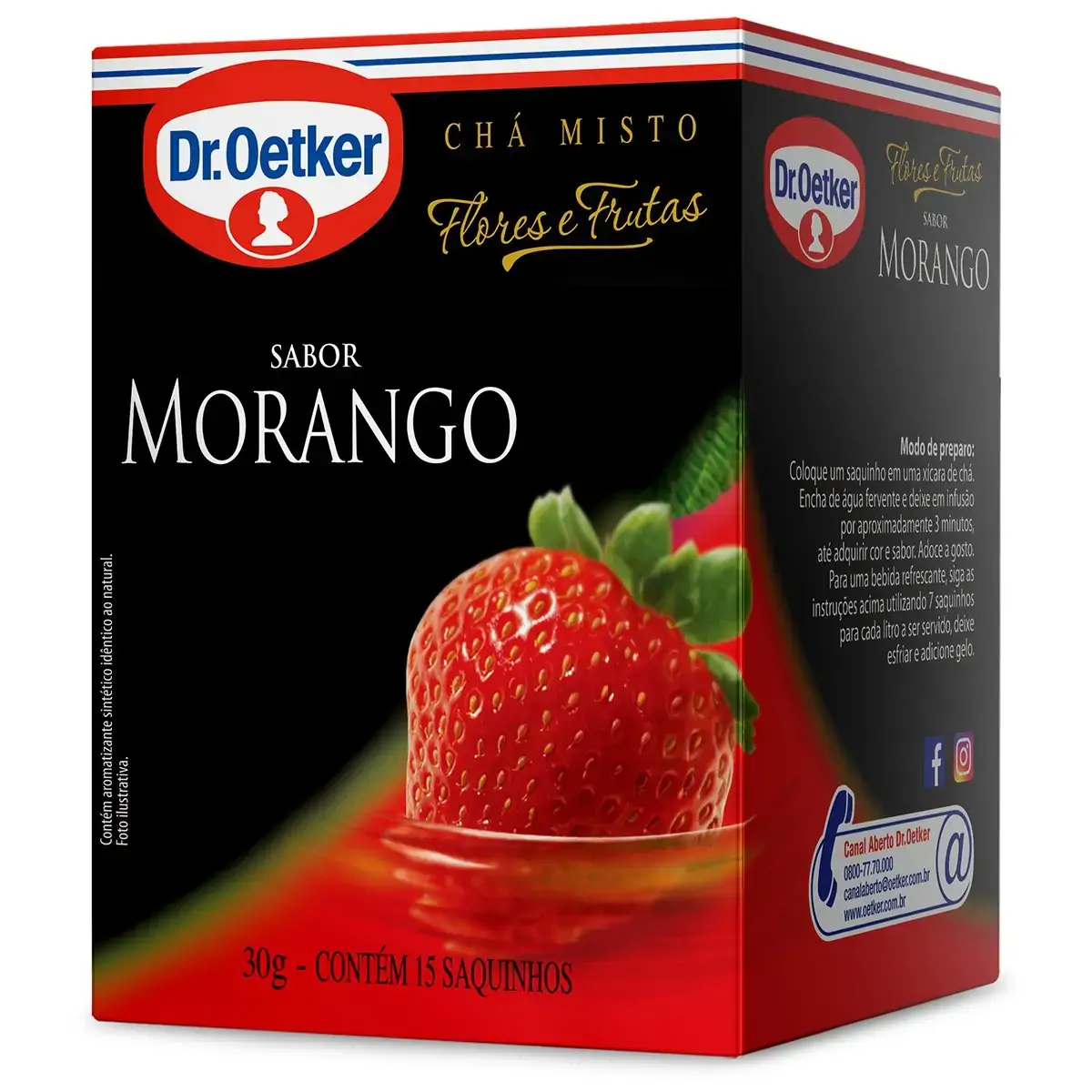 Chá Misto de Flores e Frutas Sabor Morango Dr. OETKER 30g com 15 Saquinhos