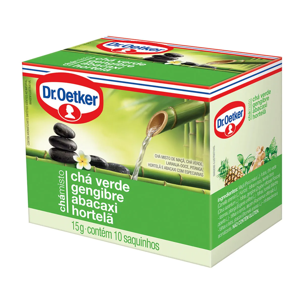 Chá Misto Dr. Oetker Sabor Chá Verde, Gengibre, Abacaxi & Hortelã 15g