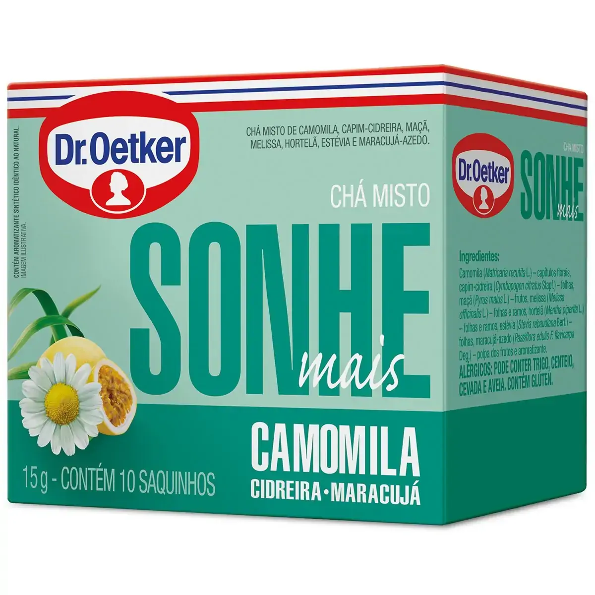 Dr. Oetker Chá Misto Sonhe Mais Sabor Camomila Cidreira e Maracujá Bebida Quente de Simples Preparo