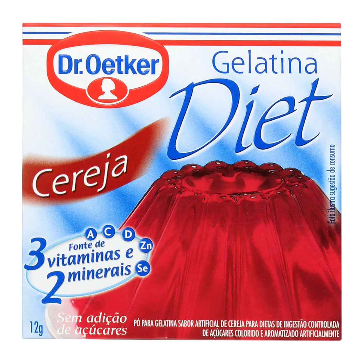 Gelatina em Pó Sabor Cereja Diet Dr. OETKER Caixa 12g