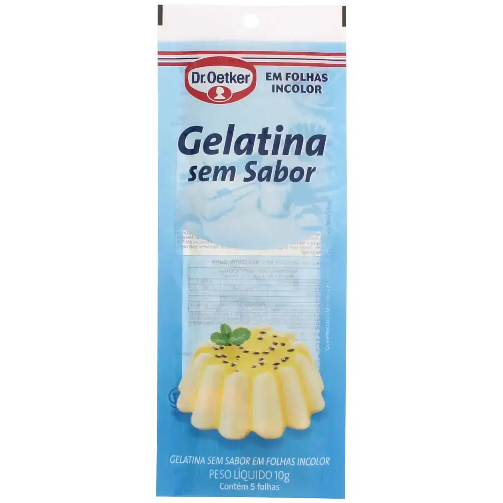 Gelatina em Folha Incolor Sem Sabor Dr. Oetker 10g