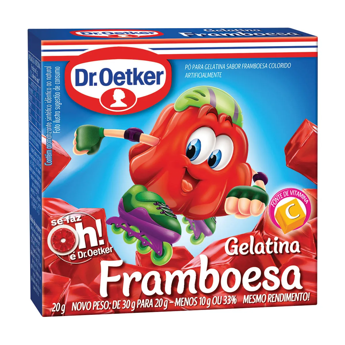 Gelatina em Pó Sabor Framboesa Dr. OETKER Caixa 20g