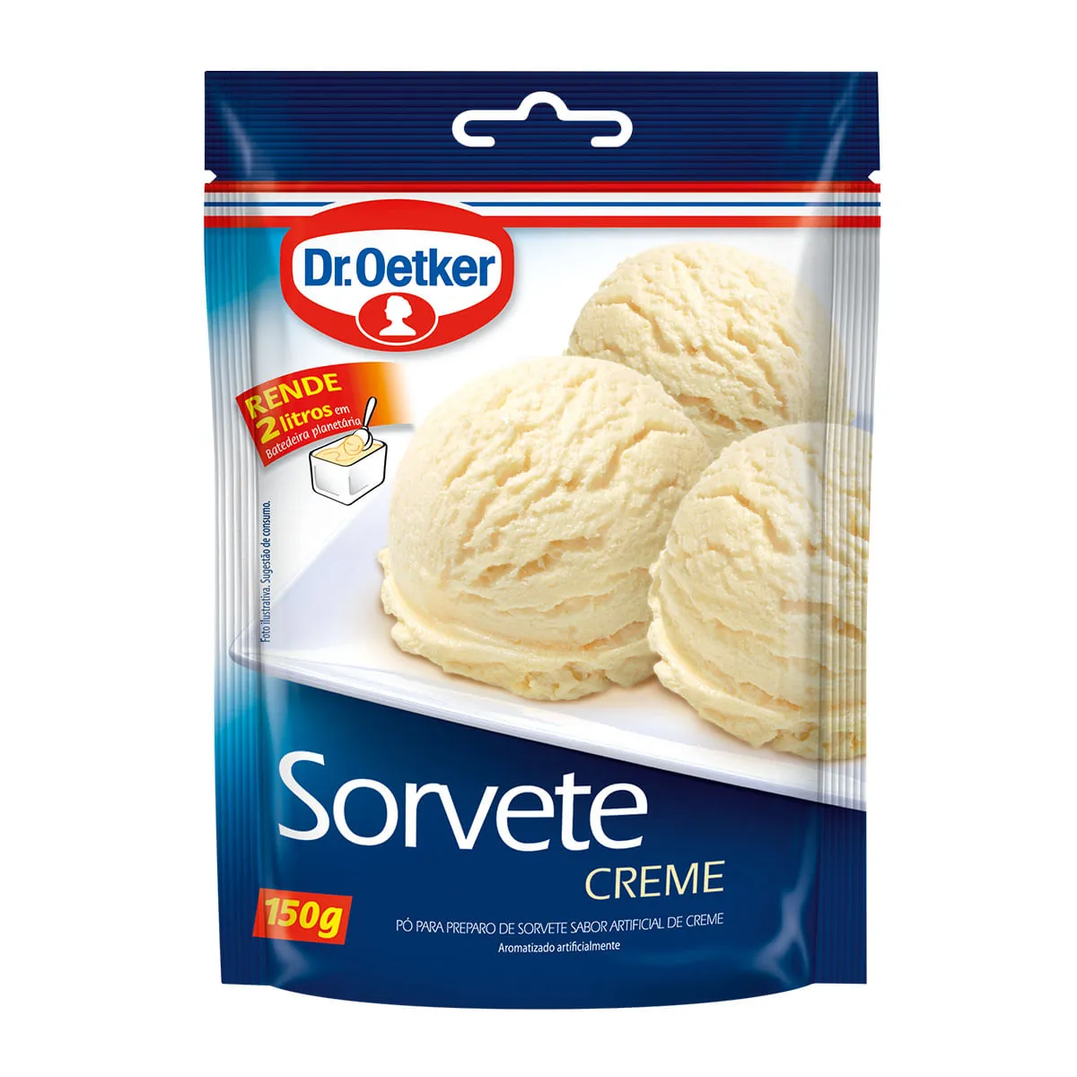 Pó para Sorvete Sabor Creme Dr. OETKER Pacote 150g