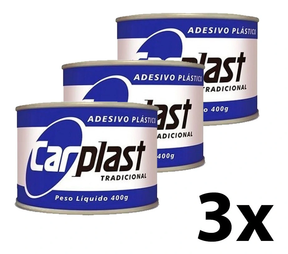 Kit 3 Massa Plástica Cinza Adesivo 400g C/ Catalisador