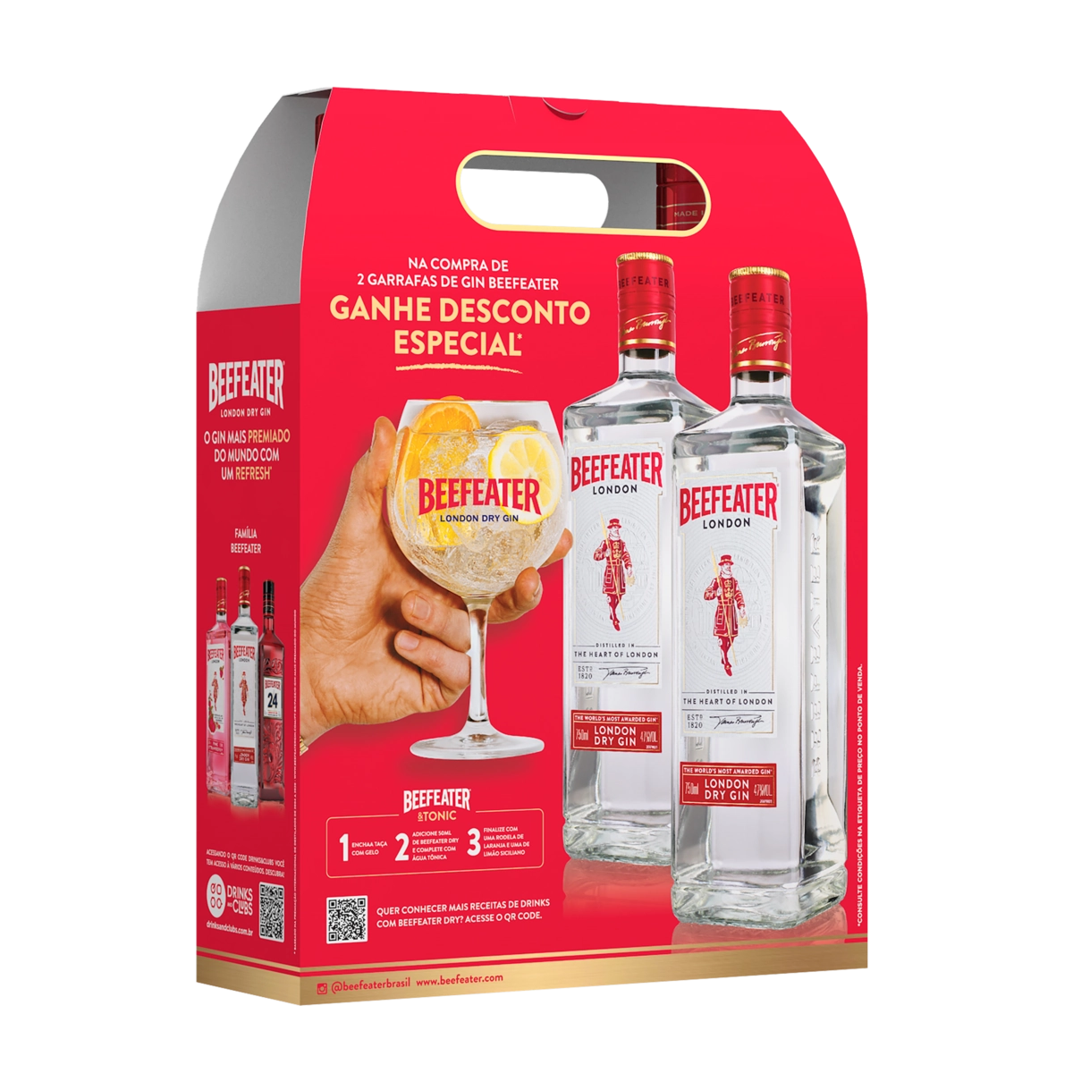 Pack Gin London Dry Beefeater Garrafa 2 Unidades 750ml Cada