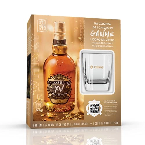 Kit Copo Whisky Escocês Blended Chivas Regal Xv 750ml