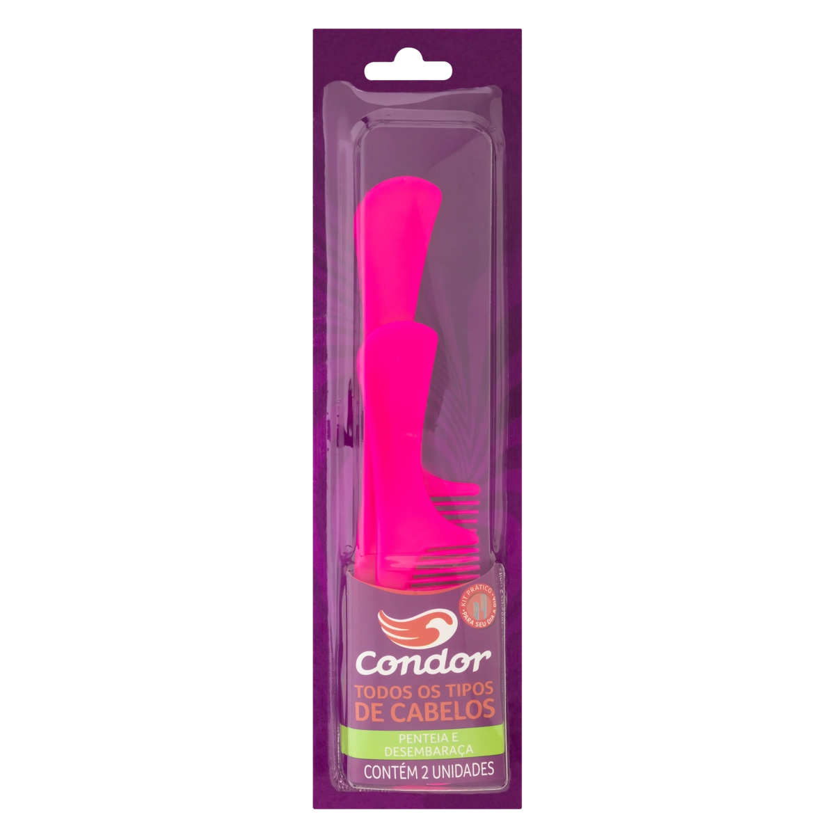 Kit Pente Para Cabelo De Todos Os Tipos Joy Condor 2 Unidades