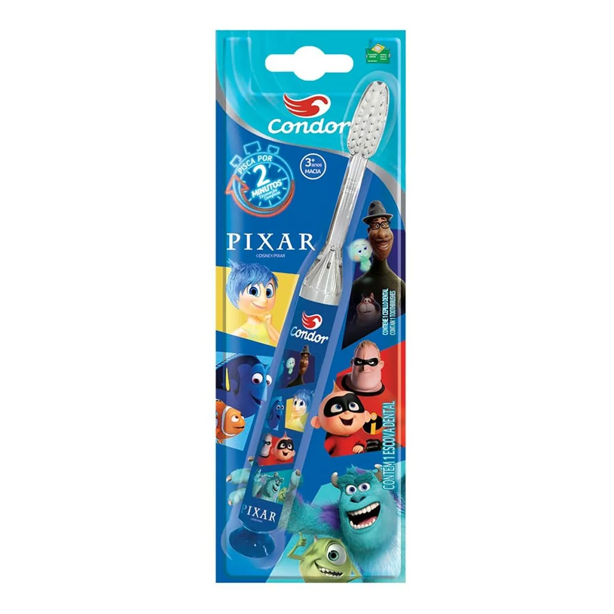Escova Dental Infantil Macia Com Luz De Led Pixar Condor Cabeça P