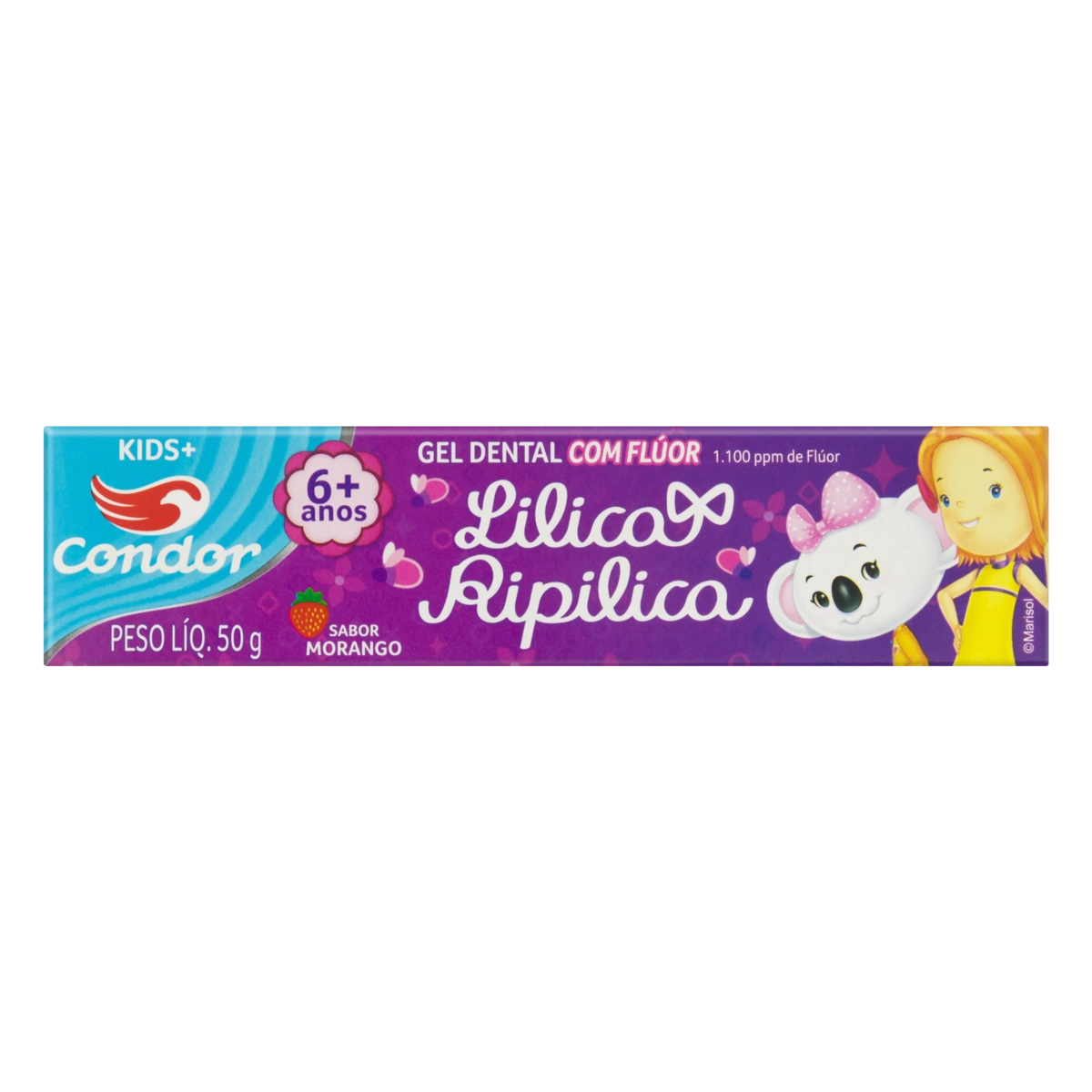 Gel Dental com Flúor Morango Lilica Ripilica Condor Kids Caixa 50g