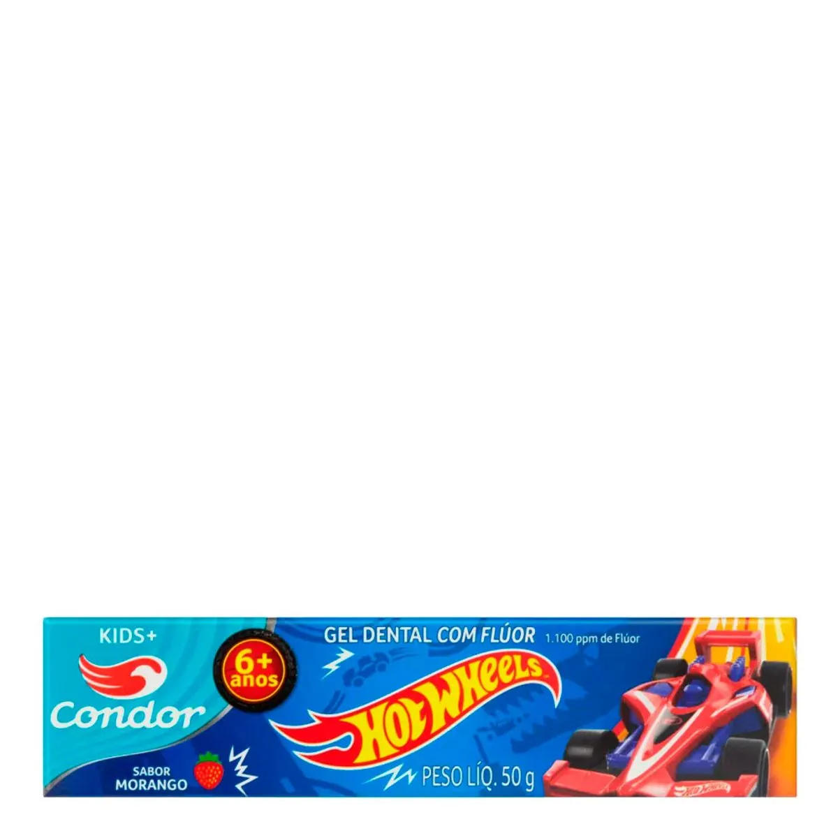 Gel Dental Com Flúor Morango Hot Wheels Condor Kids Caixa 50g