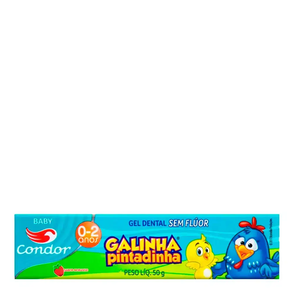 Gel Dental Infantil sem Flúor Morango Galinha Pintadinha Condor Baby Caixa 50 g