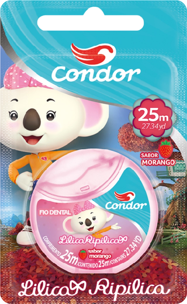 Fio Dental Infantil Morango Lilica Ripilica Condor 25m