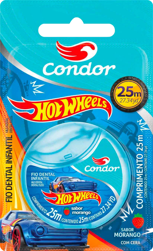 Fio Dental Infantil Morango Hot Wheels Condor 25m