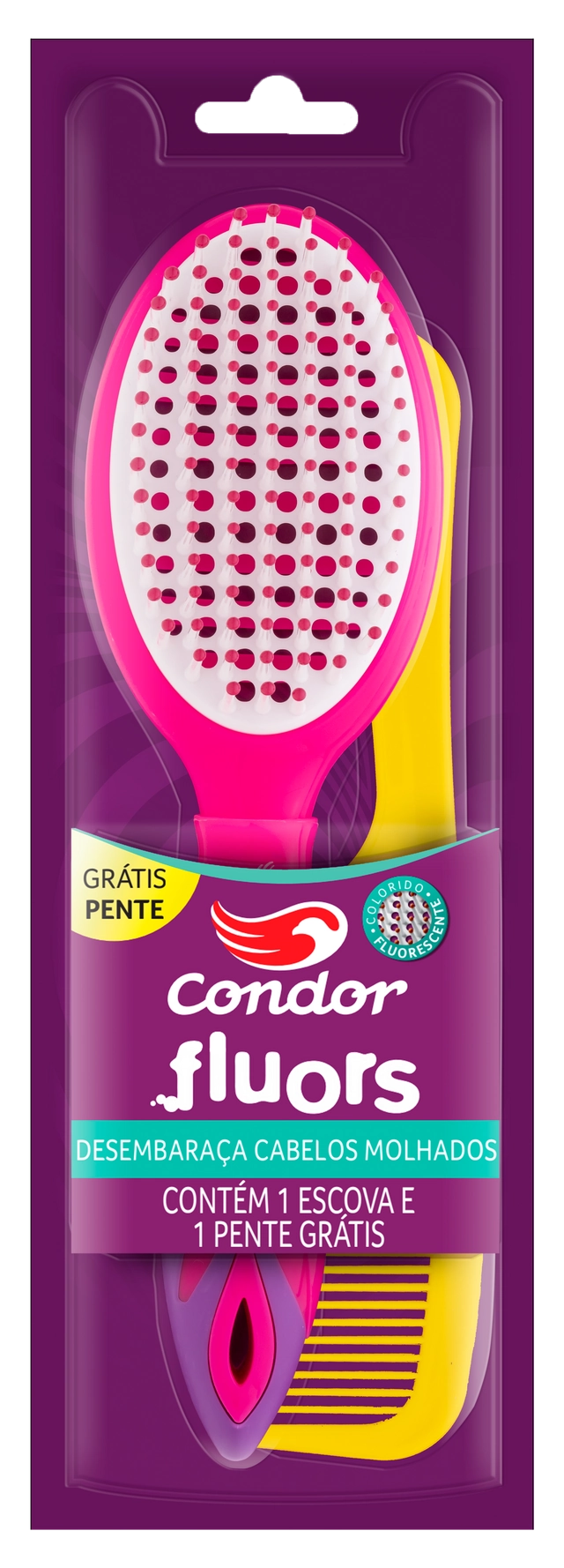 Kit Escova Para Cabelo Fluors Condor Grátis Pente