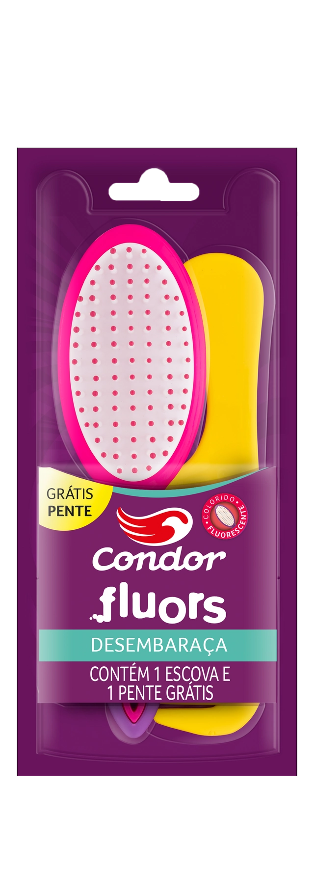Kit Escova Para Cabelo Fluors Condor Grátis Pente Ref. 6804