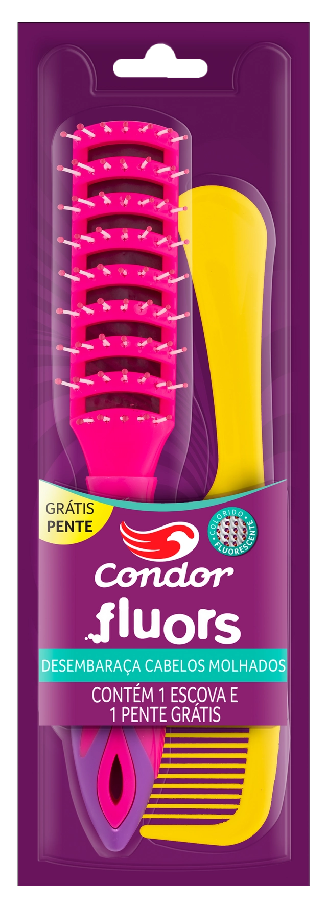 Kit Escova Para Cabelo Fluors Condor Grátis Pente Ref. 6803