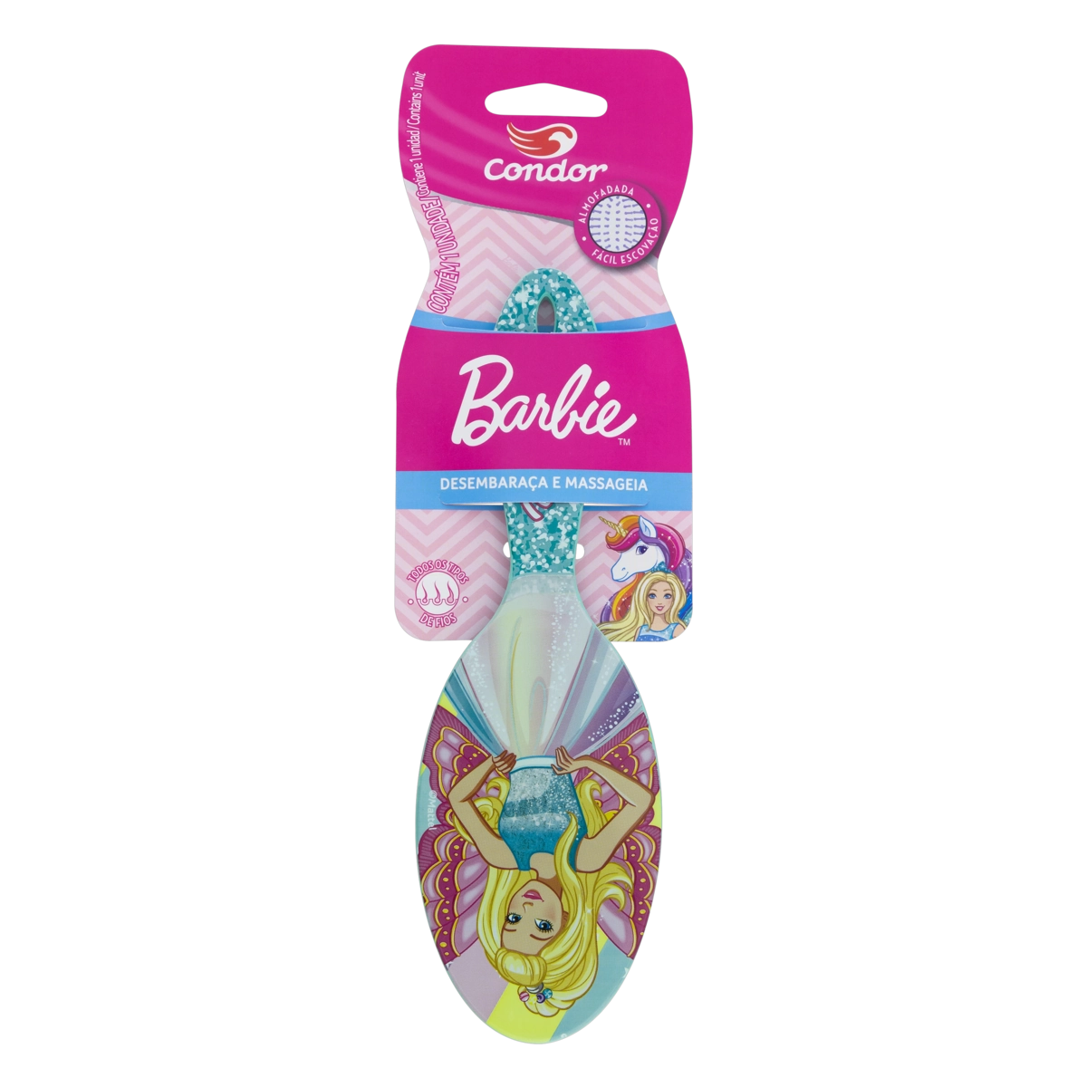 Escova Para Cabelo Almofadada Oval Barbie Condor