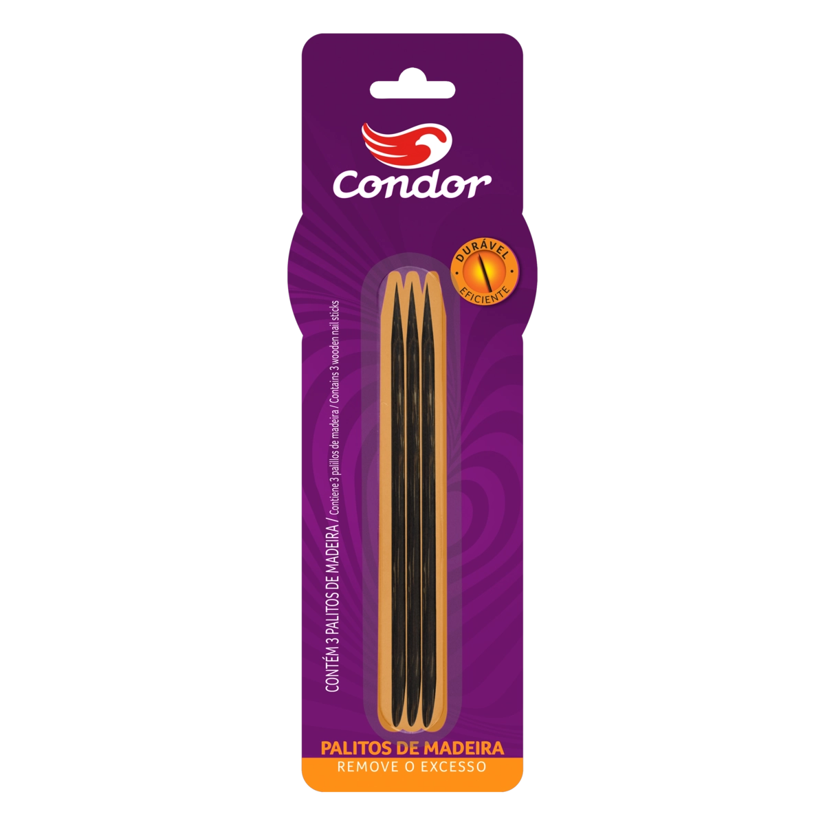 Palito Madeira Para Unhas Condor 3 Unidades
