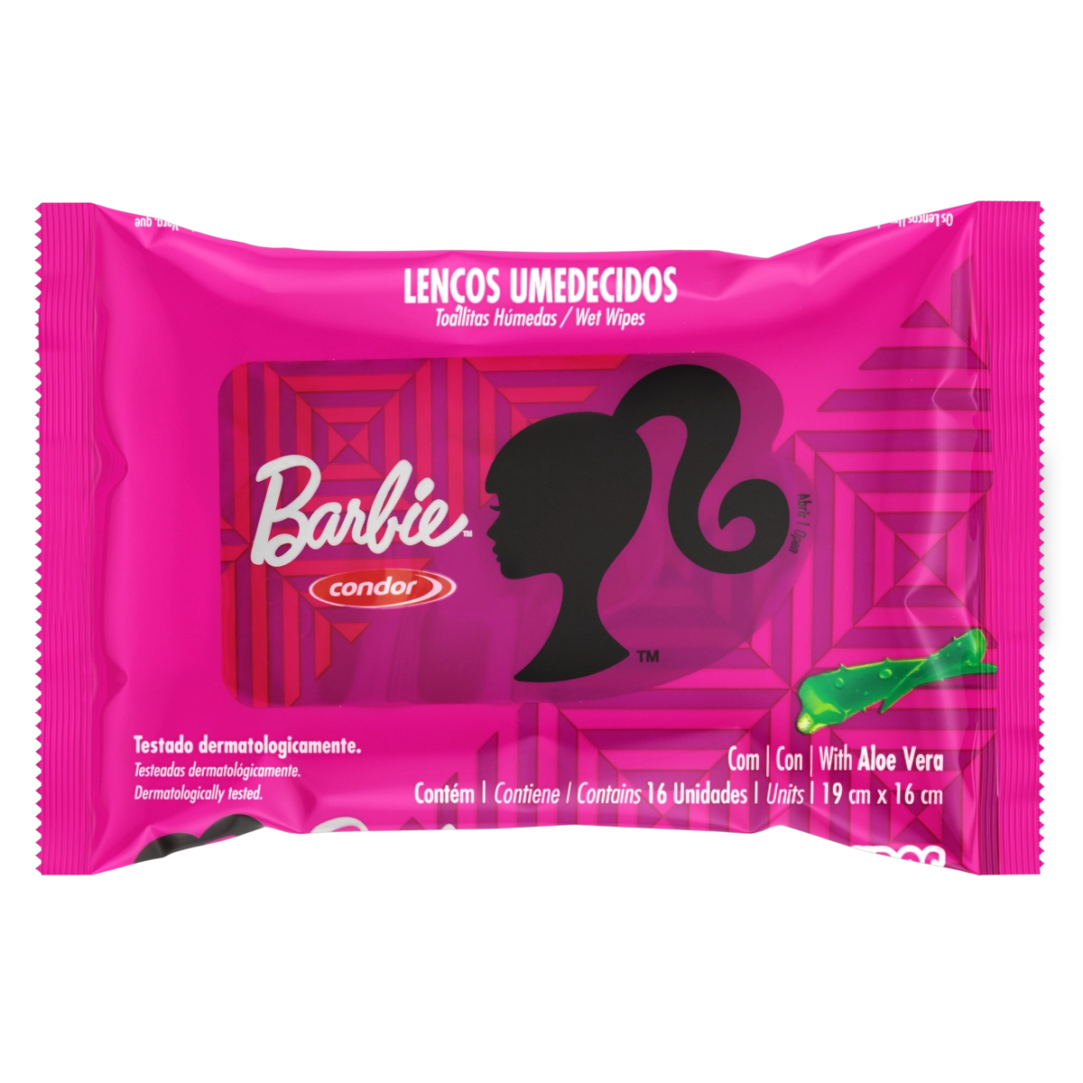 Lenço Umedecido Infantil Barbie Condor Pacote 16 Unidades