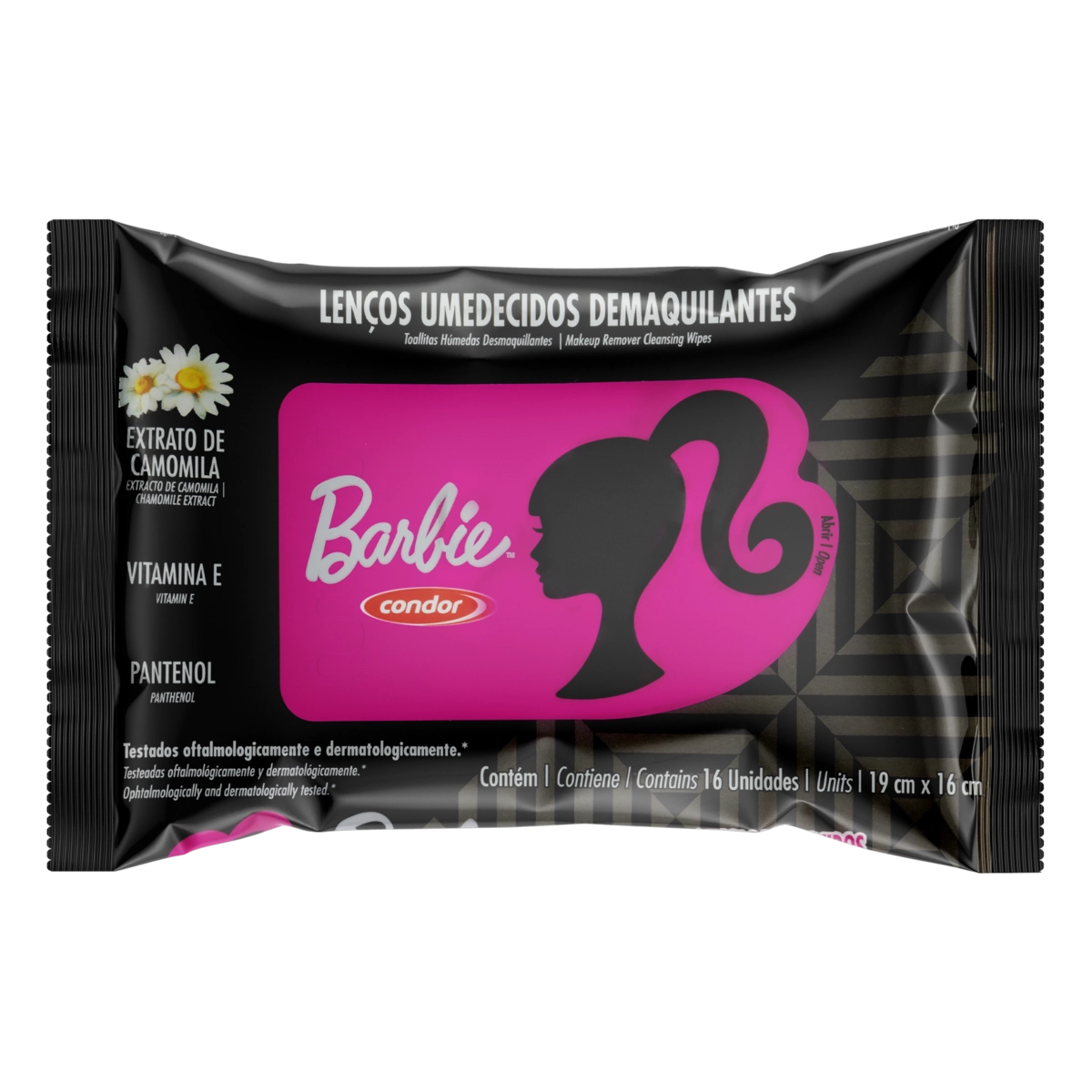 Lenço Umedecido Demaquilante Facial Barbie Condor Pacote 16 Unidades