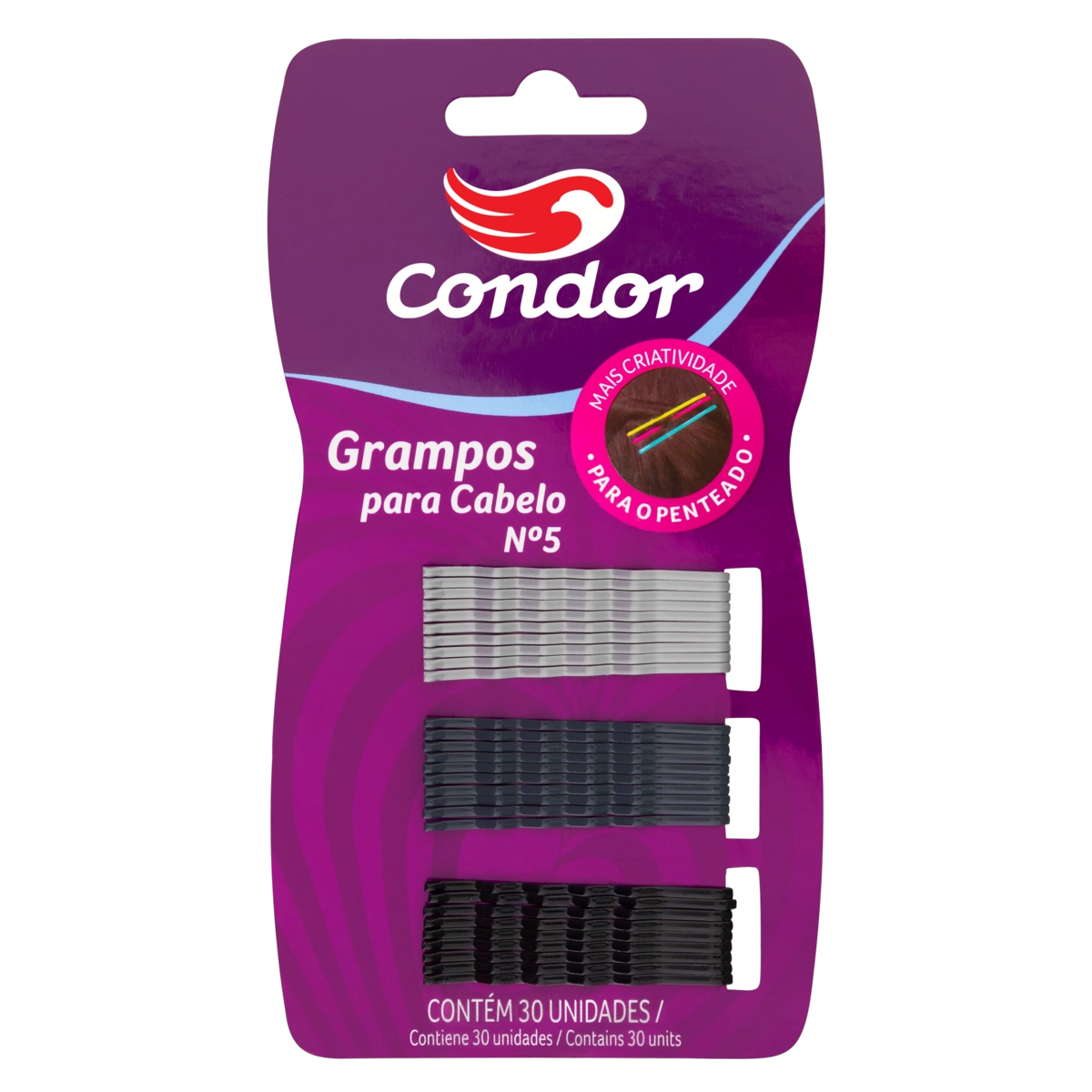 Grampo para Cabelo Condor nº 5 30 Unidades Ref. 8544