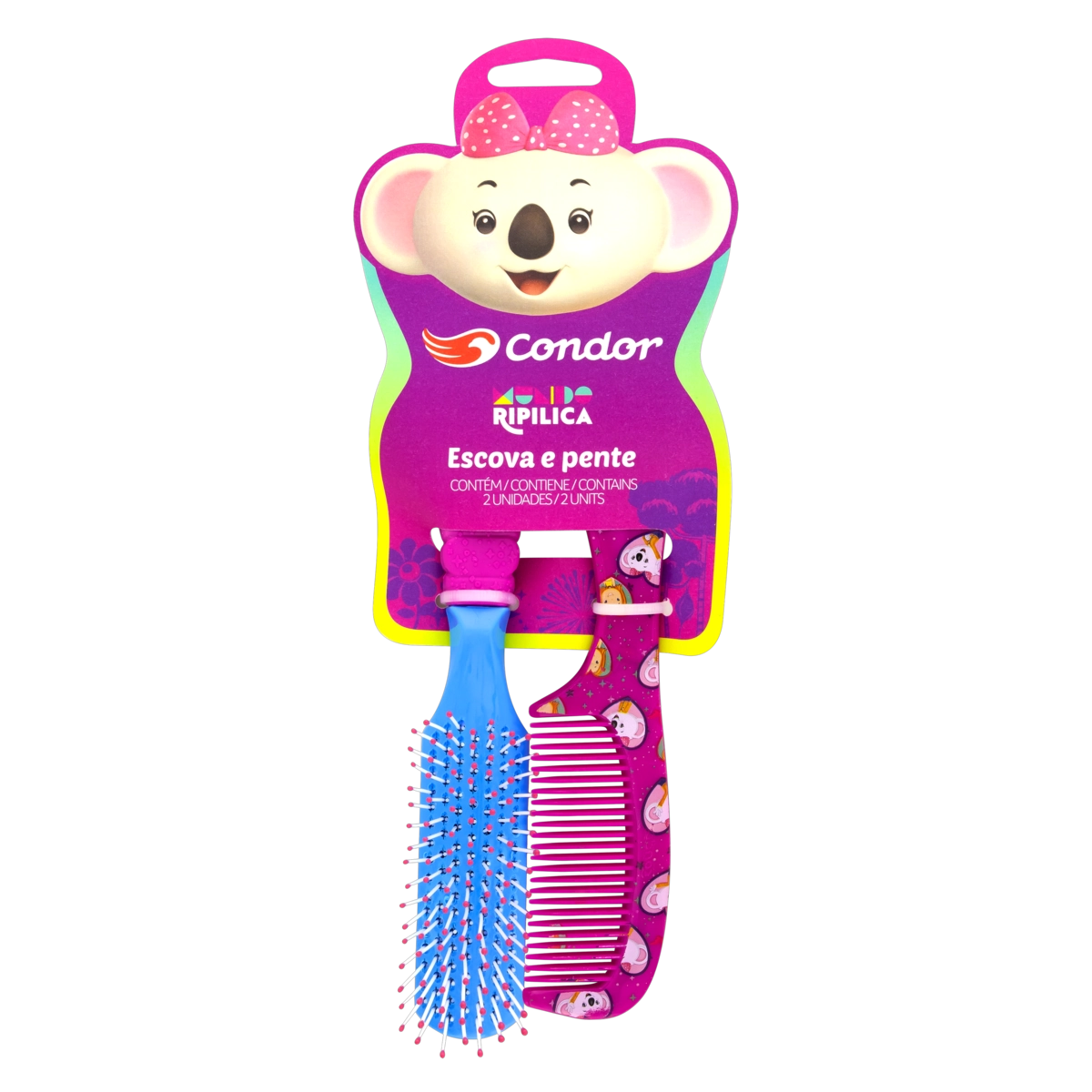 Kit Escova Pente Para Cabelo Mundo Ripilica Condor