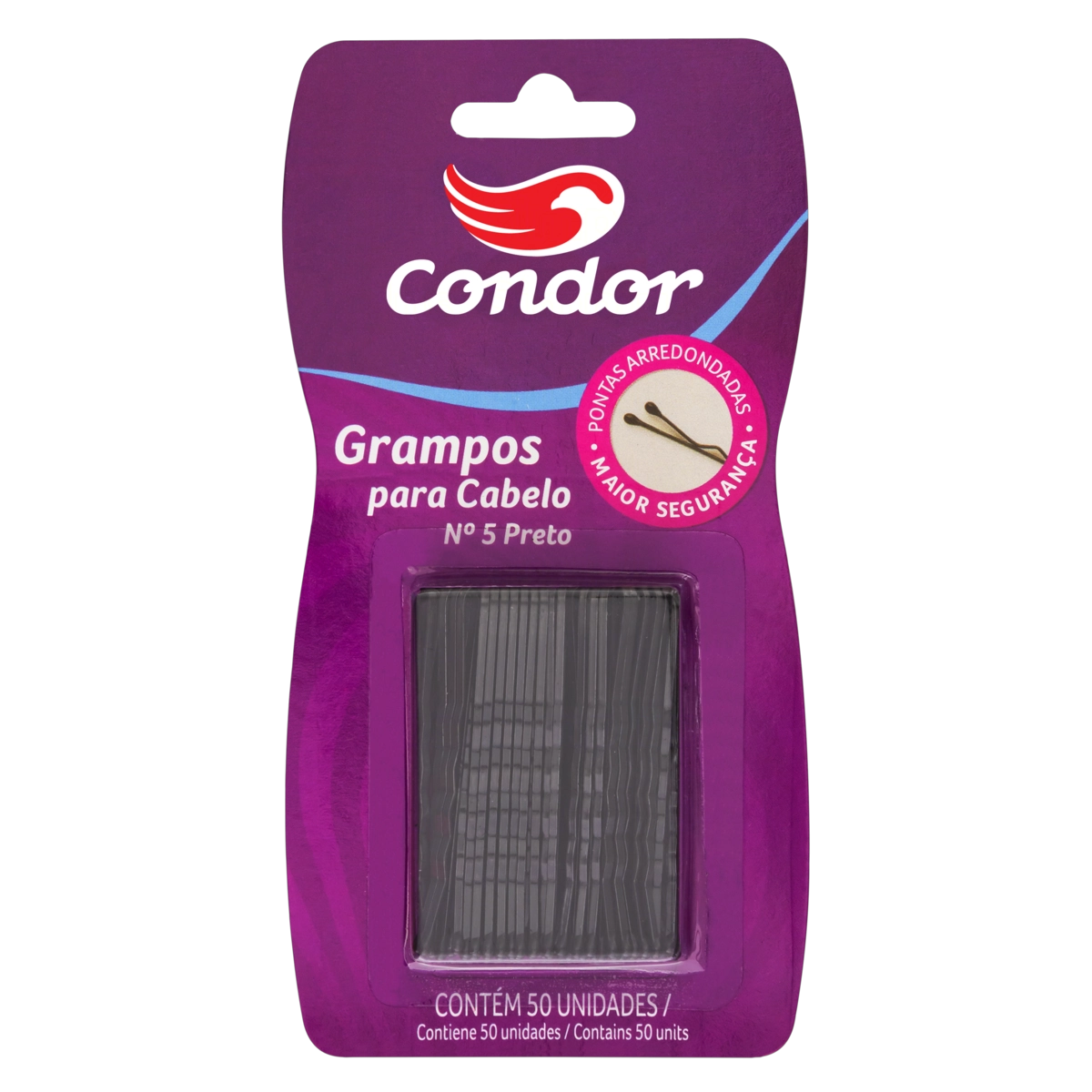 Grampo Para Cabelo Preto Condor N 5 50 Unidades