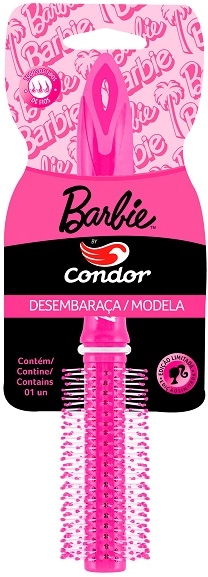 Escova Para Cabelo Redonda Rosa Barbie Condor