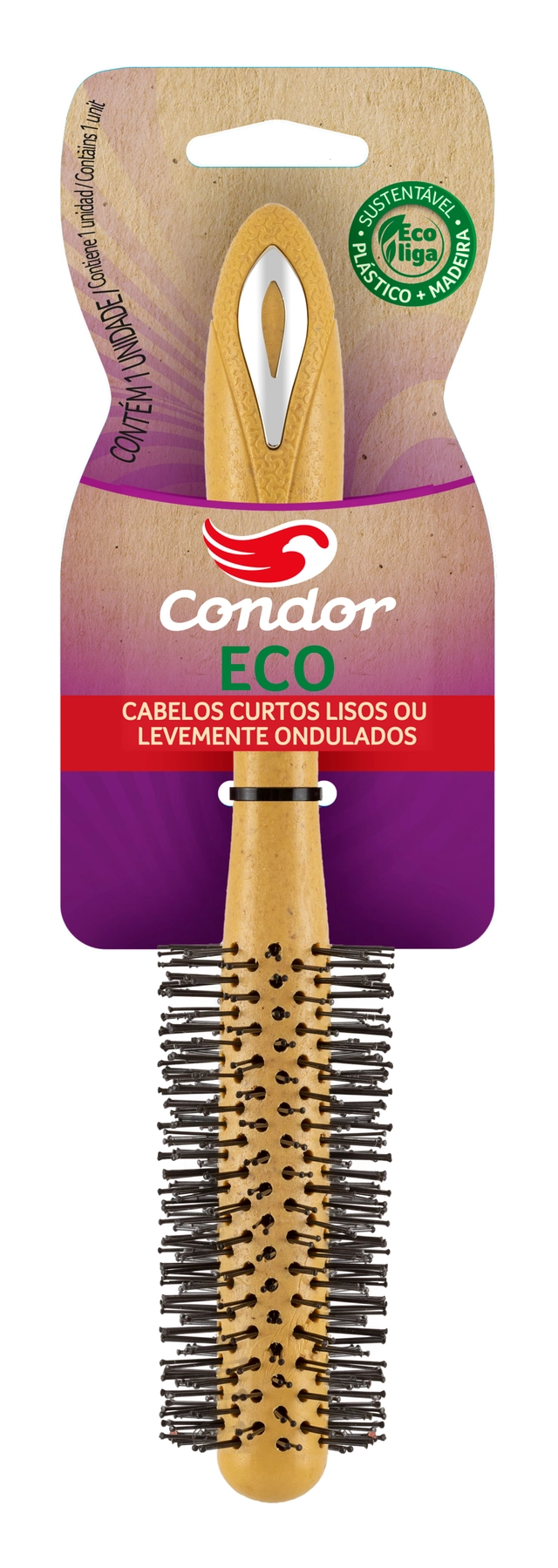 Escova Para Cabelo Curto Liso Ou Levemente Ondulado Condor Eco