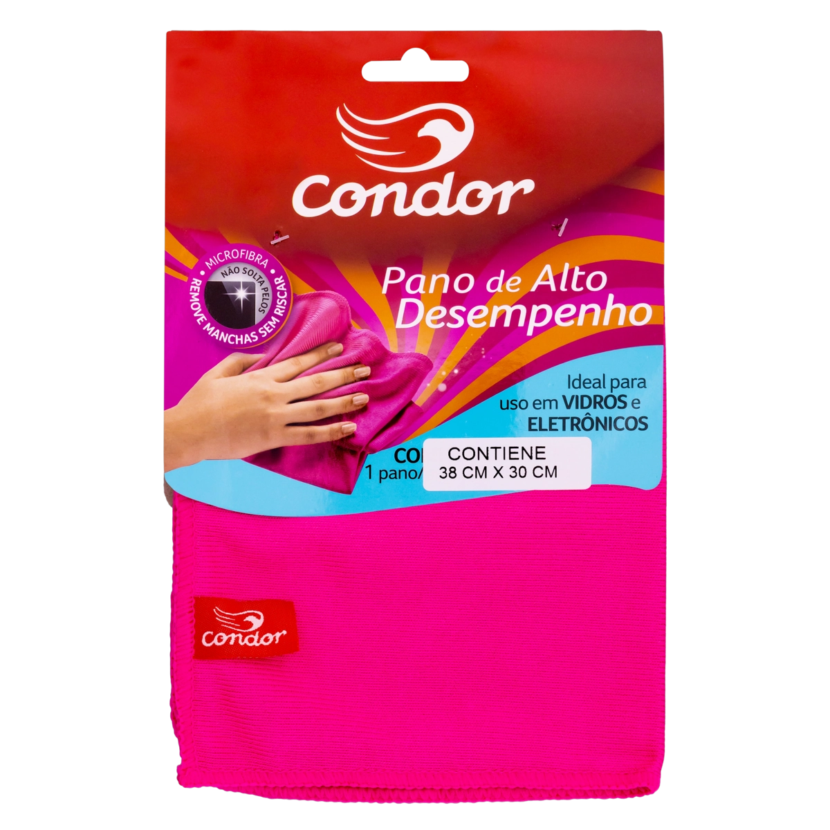 Pano Microfibra Limpa Vidros Condor 38cm x 30cm
