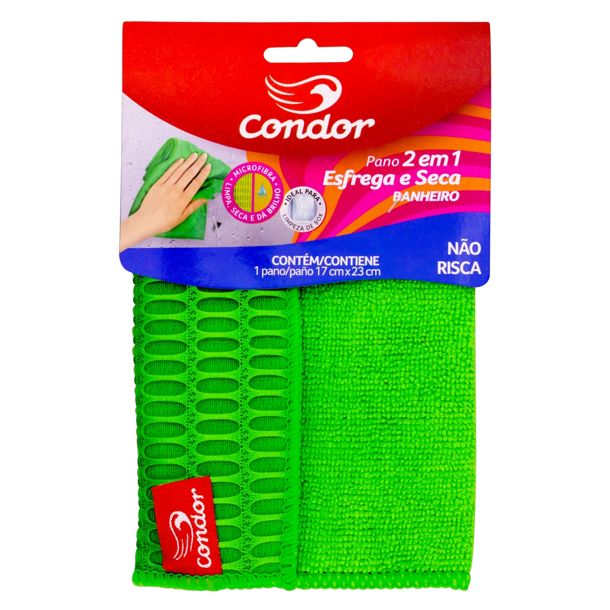 Pano Banheiro Esfrega e Seca Verde Condor 17cm x 23cm