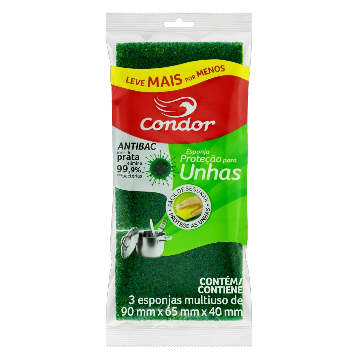 Esponja Multiuso Protege Unhas Condor 3 Unidades Leve Mais Pague Menos