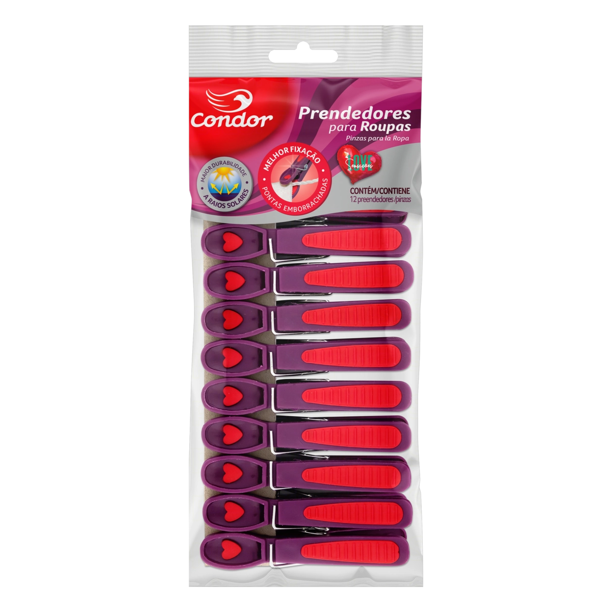 Prendedor de Roupa Plástico Condor 12 Unidades