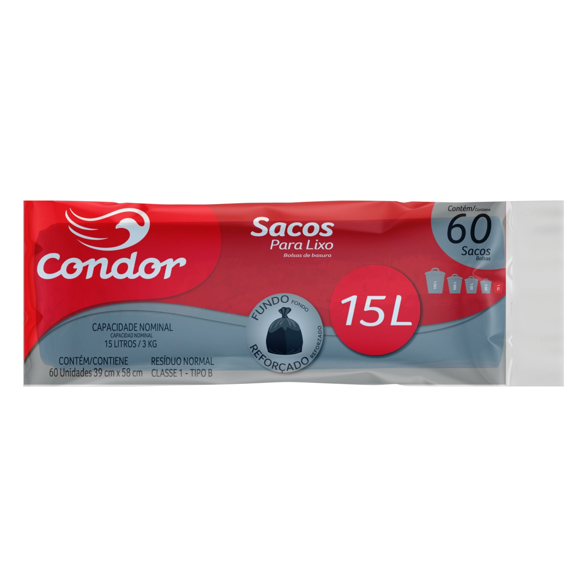 Saco de Lixo 15 Litros Reforçado Condor 60 unid