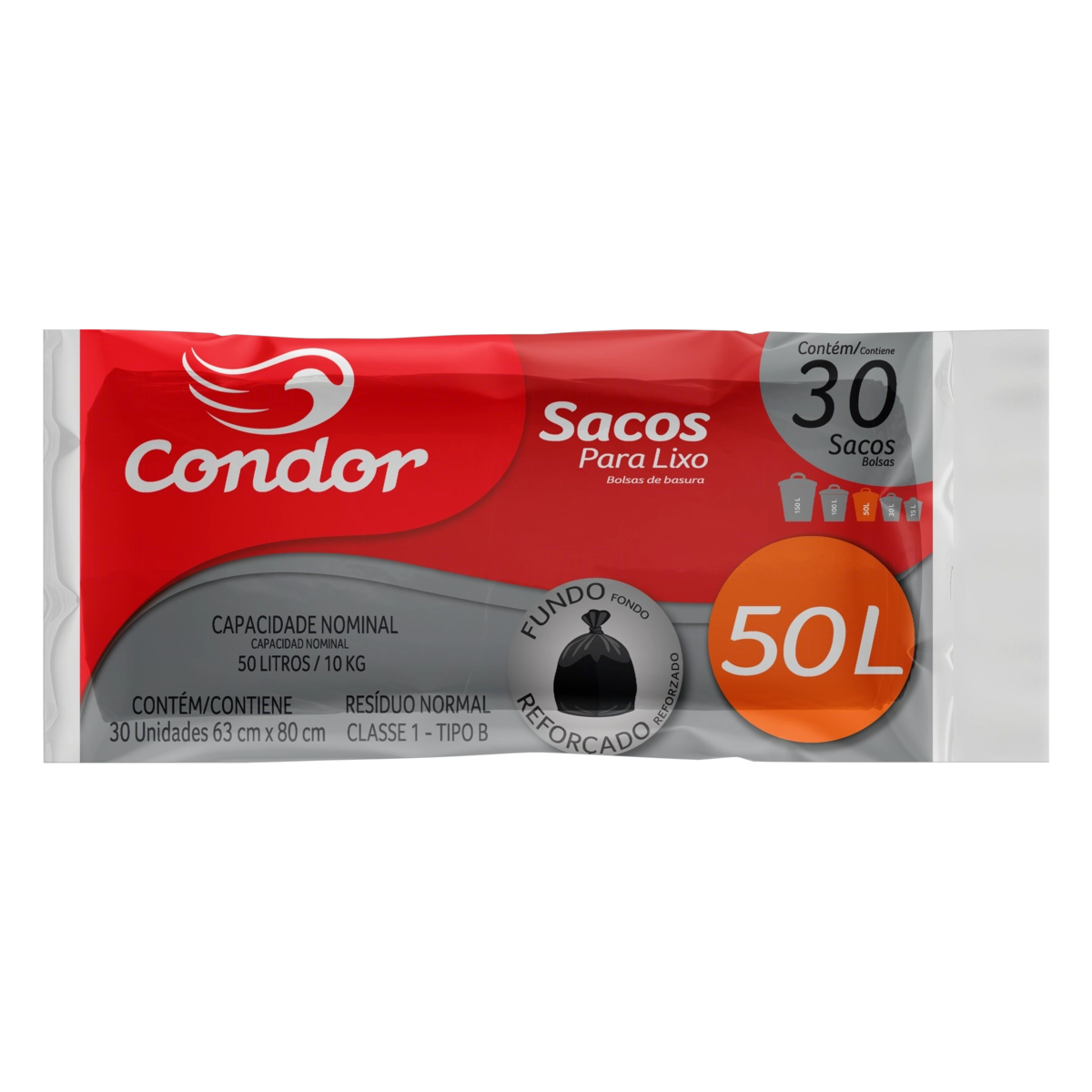 Saco de Lixo 50 Litros Reforçado Condor 30 unid