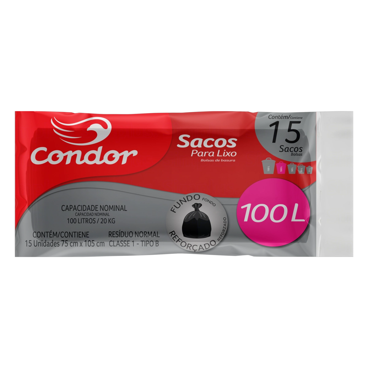 Saco de Lixo 100 Litros Reforçado Condor 15 unid