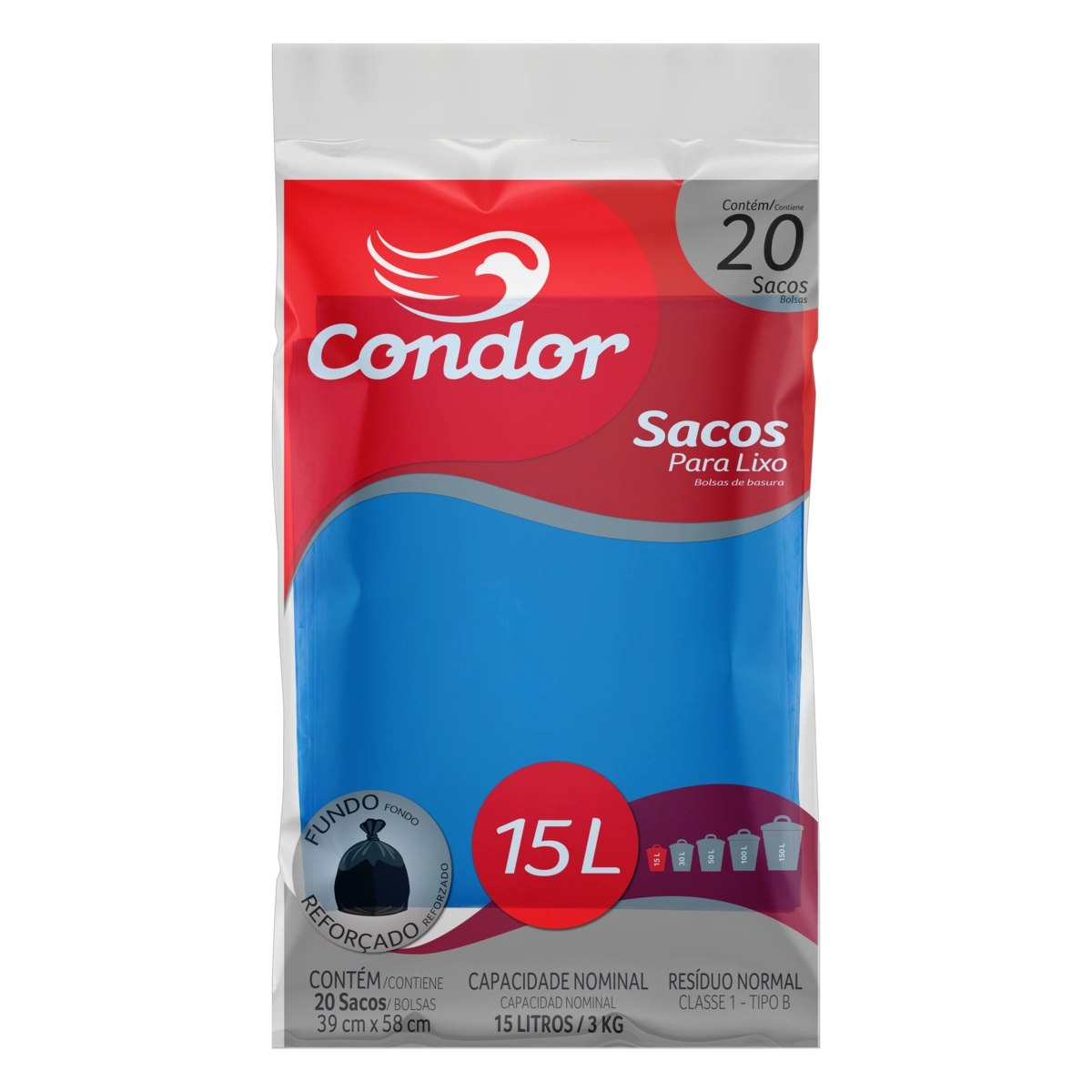Saco Para Lixo Tipo B 15l Condor 20 Unidades