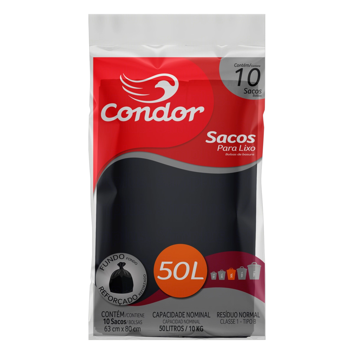 Saco Para Lixo Tipo B 50l Condor 10 Unidades