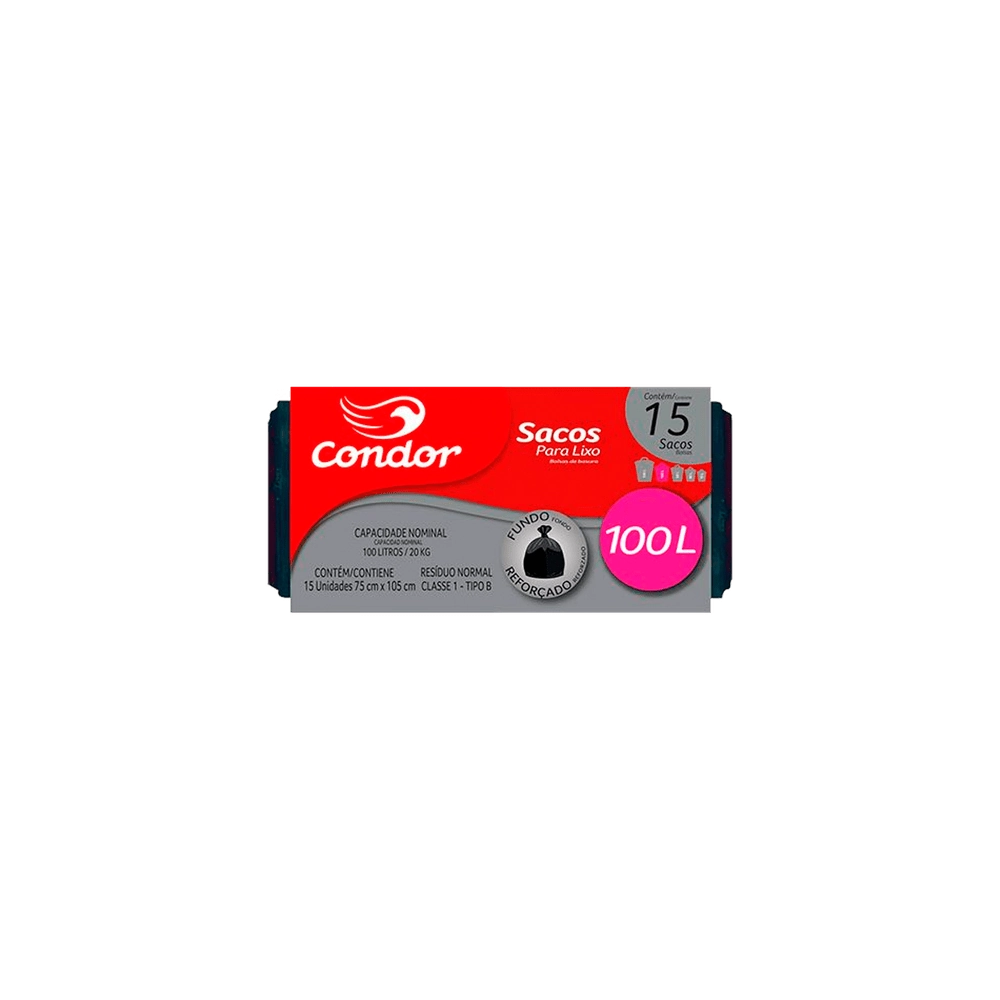 Saco Para Lixo Tipo B 100l Condor 15 Unidades Mais Economia