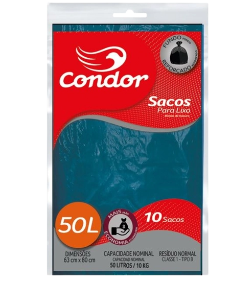 Saco Para Lixo Tipo B 50l Condor 10 Unidades Econômico