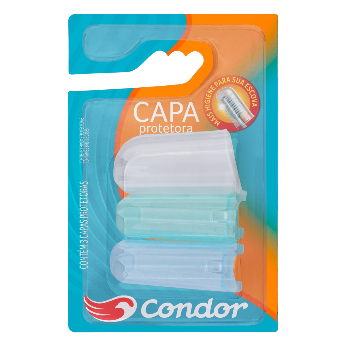 Capa Protetora De Cerdas Para Escova Dental Condor Blister 3 Unidades